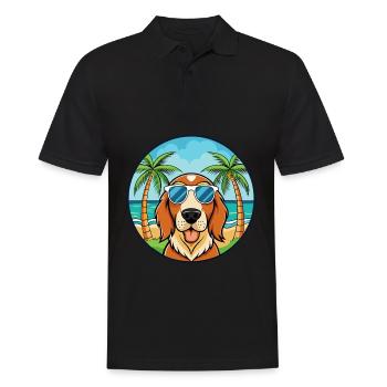 Basset Fauve De Bretagne Dog Breed Cartoon Beach - Men's Polo Shirt - black - Front - Kai (181cm)
