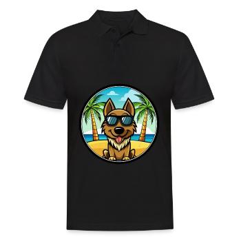 Lunettes de soleil de dessin animé de race de chien beige noir plage - Polo Homme - noir - Devant - Kai (181cm)
