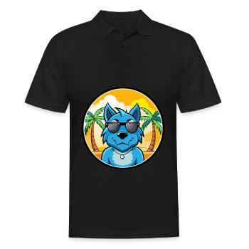 Bleu De Gascogne Hunderasse Cartoon Sonnenbrille Strand - Männer Poloshirt - Schwarz - Vorne - Kai (181cm)