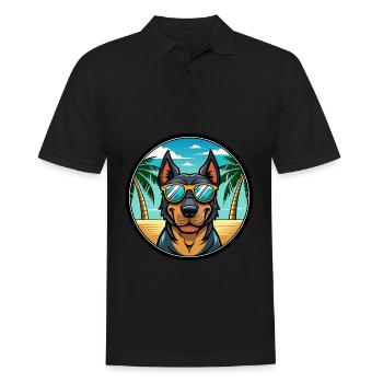 Beauceron Chien Race Dessin Animé Lunettes De Soleil Plage - Polo Homme - noir - Devant - Kai (181cm)
