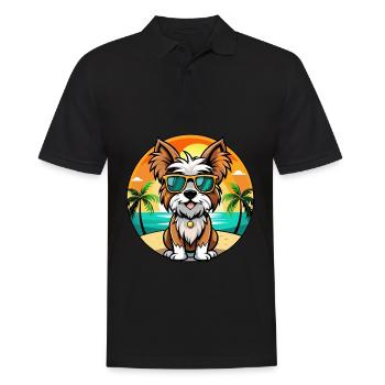 Biewer Terrier Dog Breed Cartoon Sunglasses Beach - Men's Polo Shirt - black - Front - Kai (181cm)
