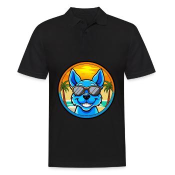 Blue Heeler Hunderasse Cartoon Sonnenbrille Strand - Männer Poloshirt - Schwarz - Vorne - Kai (181cm)