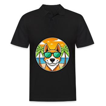 Brittany Dog Breed Cartoon Lunettes de soleil Beach - Polo Homme - noir - Devant - Kai (181cm)