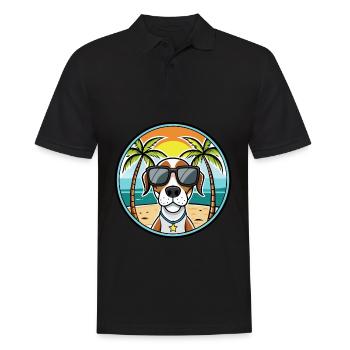 Burgos Pointer Chien Race Dessin Animé Lunettes De Soleil Plage - Polo Homme - noir - Devant - Kai (181cm)