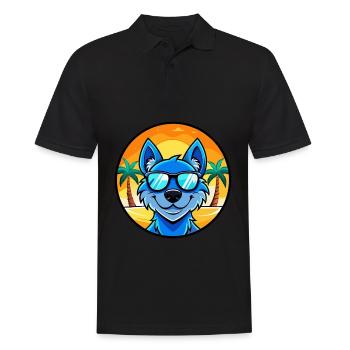 Lunettes de soleil de dessin animé de race de chien en dentelle bleue plage - Polo Homme - noir - Devant - Kai (181cm)
