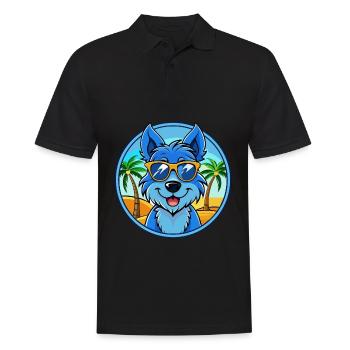 Blue Paul Terrier Chien Race Dessin Animé Lunettes De Soleil Plage - Polo Homme - noir - Devant - Kai (181cm)