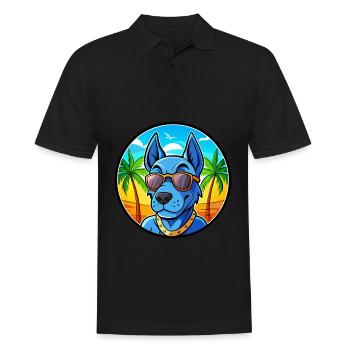 Blaue thailändische Ridgeback Hunderasse Cartoon Sonnenbrille - Männer Poloshirt - Schwarz - Vorne - Kai (181cm)