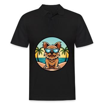 Brussels Griffon Dog Breed Cartoon Sunglass Beach - Men's Polo Shirt - black - Front - Kai (181cm)