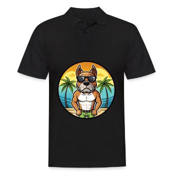 Bull Boxer Chien Race Dessin Animé Lunettes De Soleil Plage - Polo Homme - noir - Devant - Kai (181cm)