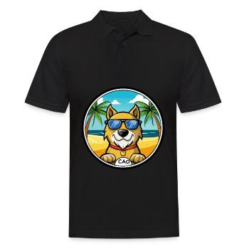 Cao De Gado Transmontano Hunderasse Cartoon Strand - Männer Poloshirt - Schwarz - Vorne - Kai (181cm)