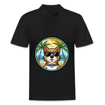 Cao De Castro Laboreiro Dog Breed Cartoon Beach - Men's Polo Shirt - black - Front - Kai (181cm)
