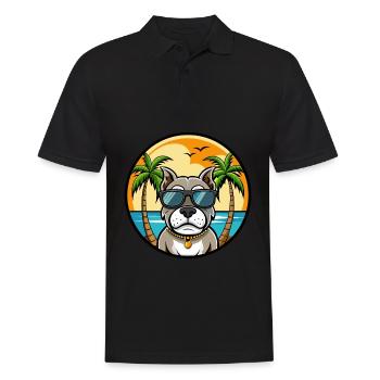 Bully Kutta Chien Race Dessin Animé Lunettes De Soleil Plage - Polo Homme - noir - Devant - Kai (181cm)