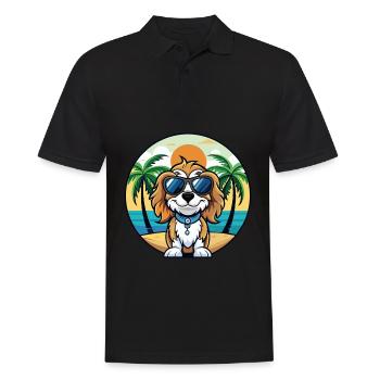 Cavalier Dog Breed Cartoon Sunglasses Beach - Men's Polo Shirt - black - Front - Kai (181cm)