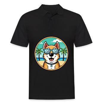 Berger d’Asie centrale Race Cartoon Beach - Polo Homme - noir - Devant - Kai (181cm)