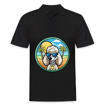 Corded Poodle Dog Breed Cartoon Sunglasses Beach - Men's Polo Shirt - black - Front - Kai (181cm)