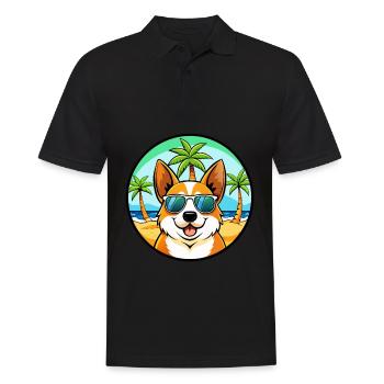 Corgi Dog Breed Cartoon Sunglasses Beach - Men's Polo Shirt - black - Front - Kai (181cm)