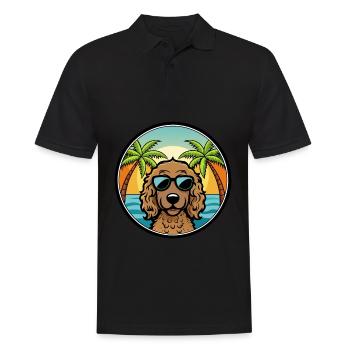 Curly Coated Retriever Dog Breed Cartoon Beach - Men's Polo Shirt - black - Front - Kai (181cm)