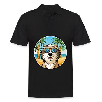 Chien de berger croate race dessin animé lunettes de soleil plage - Polo Homme - noir - Devant - Kai (181cm)
