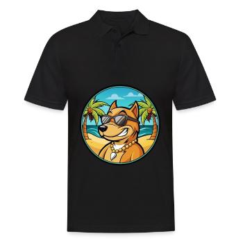 Cordoba Fighting Dog Breed Cartoon Sunglass Beach - Men's Polo Shirt - black - Front - Kai (181cm)