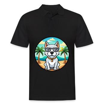 Dogue Argentino Chien Race Dessin Animé Lunettes De Soleil Plage - Polo Homme - noir - Devant - Kai (181cm)