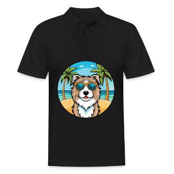 Chien de berger catalan race dessin animé lunettes de soleil plage - Polo Homme - noir - Devant - Kai (181cm)
