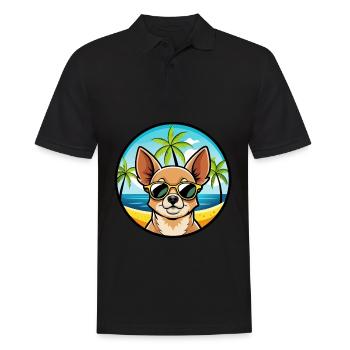 Chihuahua Dog Breed Cartoon Sunglasses Beach - Men's Polo Shirt - black - Front - Kai (181cm)