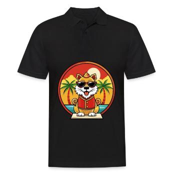 Chien impérial chinois race dessin animé lunettes de soleil plage - Polo Homme - noir - Devant - Kai (181cm)