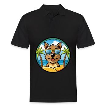 Border Terrier Chien Race Dessin Animé Lunettes de Soleil Plage - Polo Homme - noir - Devant - Kai (181cm)
