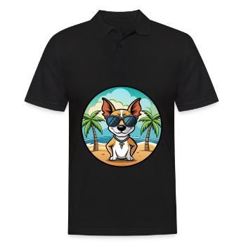 Decker Rat Terrier Hunderasse Cartoon Sonnenbrille - Männer Poloshirt - Schwarz - Vorne - Kai (181cm)