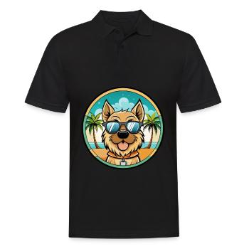 Bolognese Chien Race Dessin Animé Lunettes De Soleil Plage - Polo Homme - noir - Devant - Kai (181cm)
