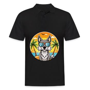 Czechoslovak Wolfdog Breed Cartoon Sunglass Beach - Men's Polo Shirt - black - Front - Kai (181cm)