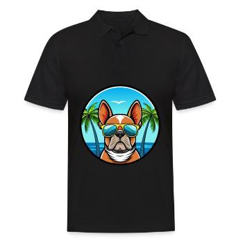 French Bulldog Breed Cartoon Sunglasses Beach - Men's Polo Shirt - black - Front - Kai (181cm)