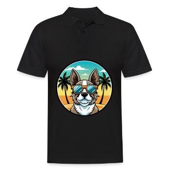 French Spaniel Dog Breed Cartoon Sunglasses Beach - Men's Polo Shirt - black - Front - Kai (181cm)