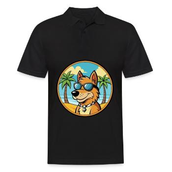 Frisian Pointing Dog Breed Cartoon Sunglass Beach - Men's Polo Shirt - black - Front - Kai (181cm)