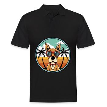 Gascogne Pointer Chien Race Dessin Animé Plage - Polo Homme - noir - Devant - Kai (181cm)