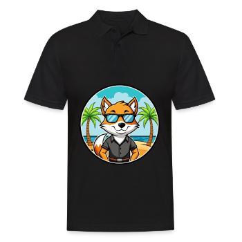English Foxhound Dog Breed Cartoon Sunglass Beach - Men's Polo Shirt - black - Front - Kai (181cm)