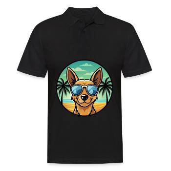 Englische Spielzeug Terrier Hund Rasse Cartoon Sonnenbrille - Männer Poloshirt - Schwarz - Vorne - Kai (181cm)