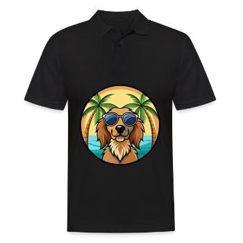 Field Spaniel Hund Rasse Cartoon Sonnenbrille Strand - Männer Poloshirt - Schwarz - Vorne - Kai (181cm)
