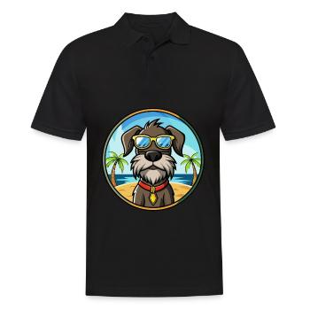 German Wirehaired Pointer Dog Breed Cartoon Beach - Men's Polo Shirt - black - Front - Kai (181cm)