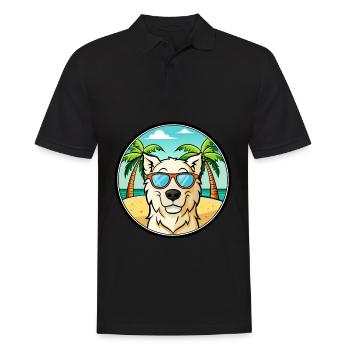 Hongrois Kuvasz Chien Race Dessin Animé Lunettes De Soleil Plage - Polo Homme - noir - Devant - Kai (181cm)