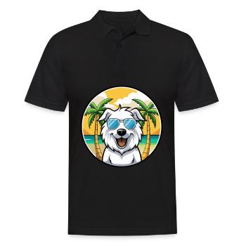 Grandes Pyrénées Chien Race Dessin Animé Lunettes De Soleil Plage - Polo Homme - noir - Devant - Kai (181cm)