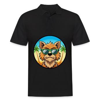 Griffon Bruxellois Hunderasse Cartoon Sonnenbrille - Männer Poloshirt - Schwarz - Vorne - Kai (181cm)