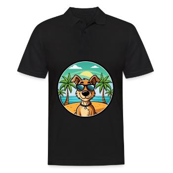 Grec Lièvre Chien Race Dessin Animé Lunettes De Soleil Plage - Polo Homme - noir - Devant - Kai (181cm)