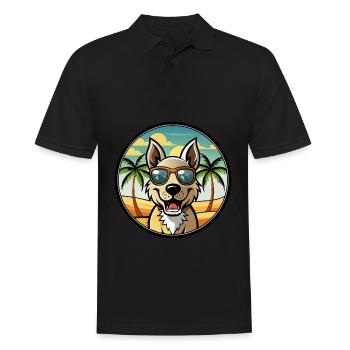 Indian Pariah Dog Breed Cartoon Sunglasses Beach - Men's Polo Shirt - black - Front - Kai (181cm)