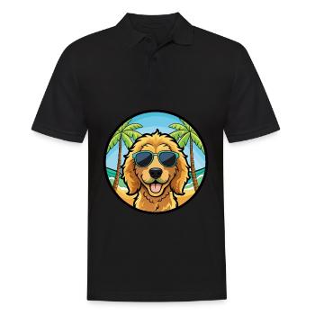 Goldendoodle Hunderasse Cartoon Sonnenbrille Strand - Männer Poloshirt - Schwarz - Vorne - Kai (181cm)