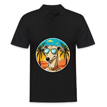 Greyhound Chien Race Dessin Animé Lunettes De Soleil Plage - Polo Homme - noir - Devant - Kai (181cm)