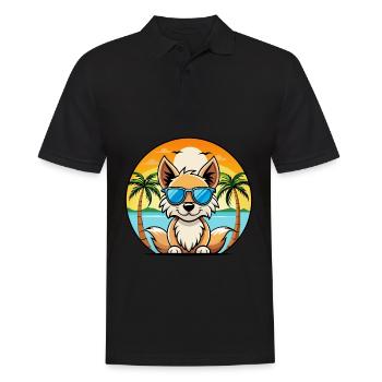 Indian Spitz Dog Breed Cartoon Sunglasses Beach - Men's Polo Shirt - black - Front - Kai (181cm)