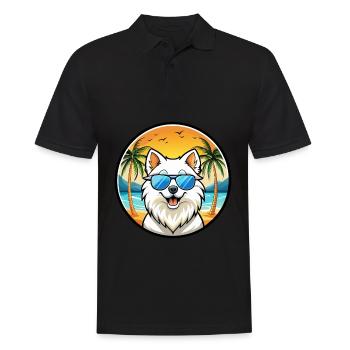 Lunettes de soleil de dessin animé de race de chien Spitz japonais plage - Polo Homme - noir - Devant - Kai (181cm)