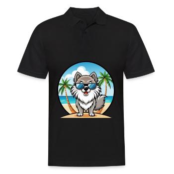 Keeshond Hunderasse Cartoon Sonnenbrille Strand - Männer Poloshirt - Schwarz - Vorne - Kai (181cm)