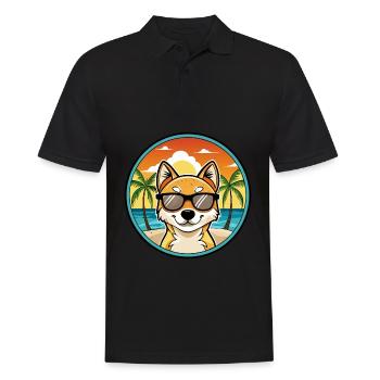 Kishu Ken Hunderasse Cartoon Sonnenbrille Strand - Männer Poloshirt - Schwarz - Vorne - Kai (181cm)